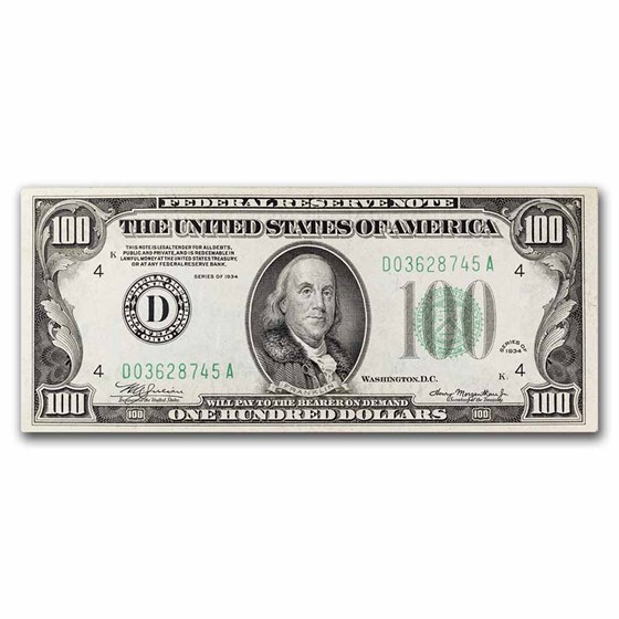 1934 (D-Cleveland) $100 FRN VF (Fr#2152-D) 1934 (D-Cleveland) $100 FRN VF (Fr#2152-D)