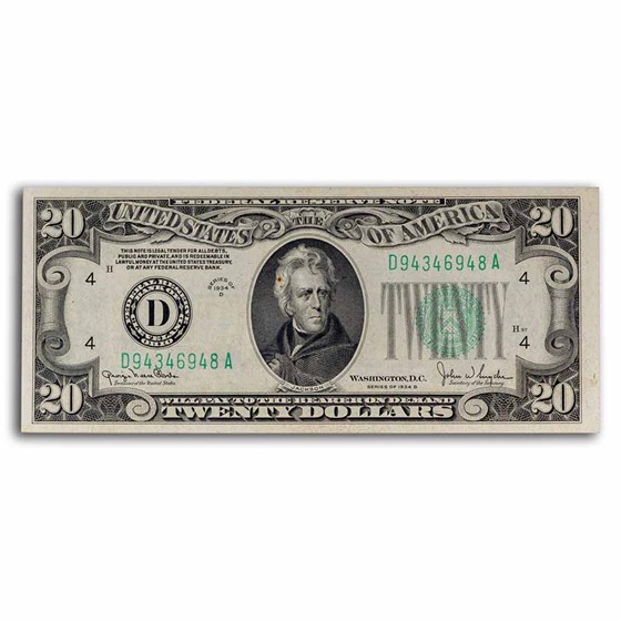 1934-D (D-Cleveland) $20 FRN AU (Fr#2058-D) 1934-D (D-Cleveland) $20 FRN AU (Fr#2058-D)