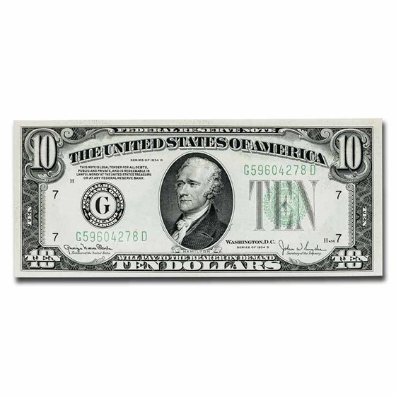 1934-D (G-Chicago) $10 FRN CU (Fr#2009-G)