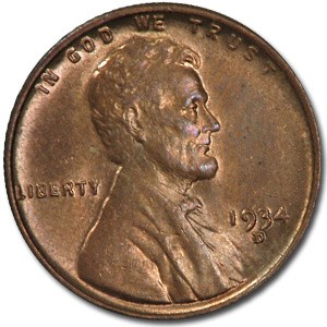 1934-D Lincoln Cent BU (Red/Brown) 1934-D Lincoln Cent BU (Red/Brown)
