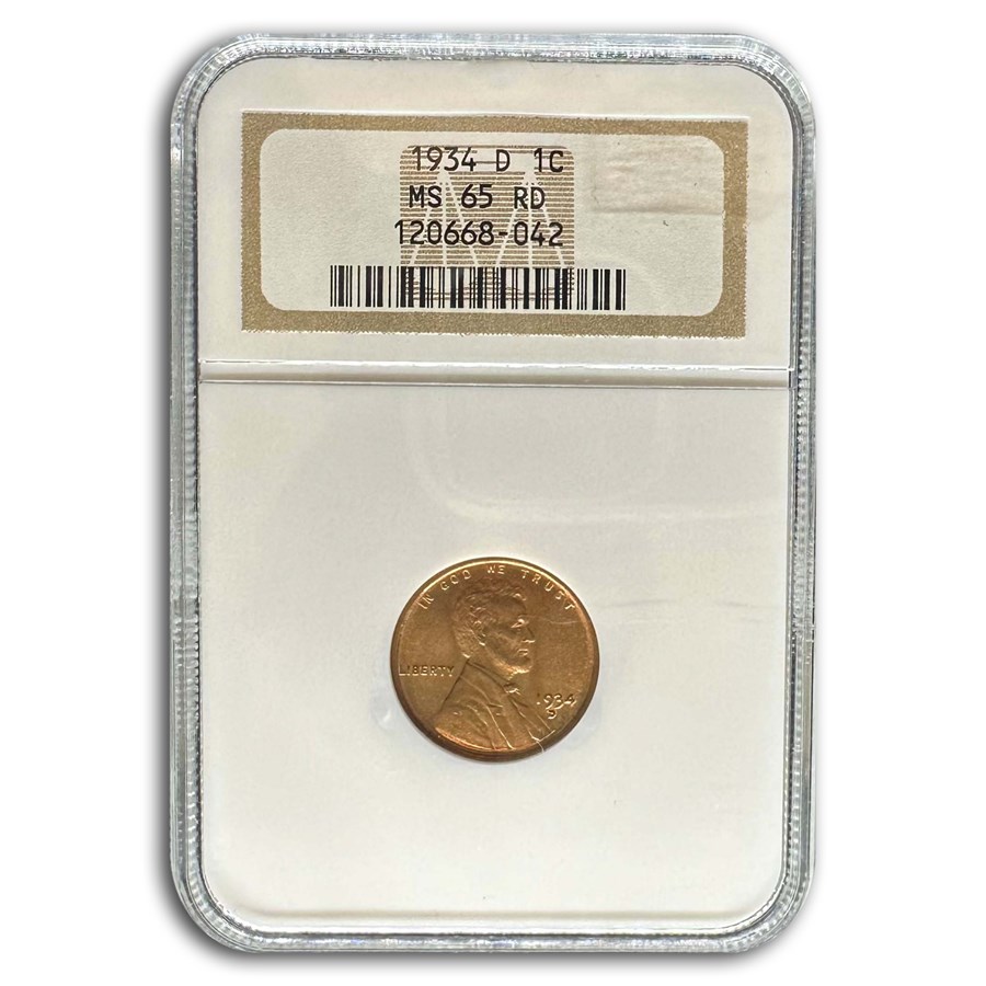 1934-D Lincoln Cent MS-65 NGC (Red)