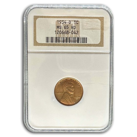 1934-D Lincoln Cent MS-65 NGC (Red) 1934-D Lincoln Cent MS-65 NGC (Red)
