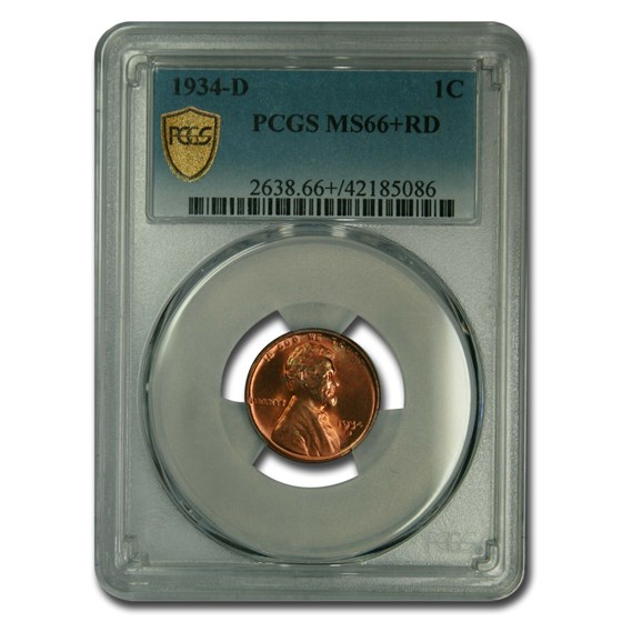 1934-D Lincoln Cent MS-66+ PCGS (Red) 1934-D Lincoln Cent MS-66+ PCGS (Red)