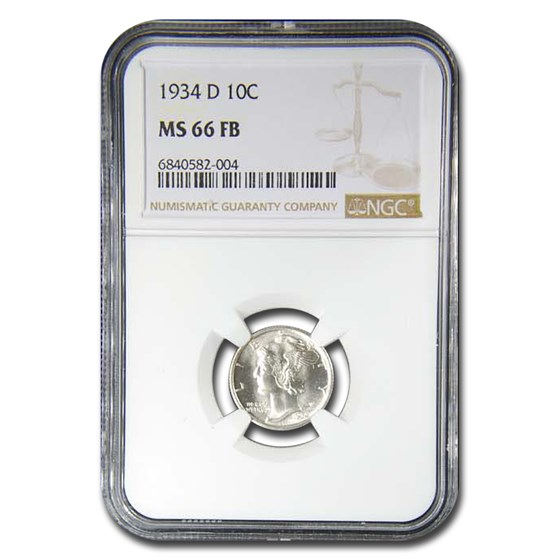 1934-D Mercury Dime MS-66 NGC (FB) 1934-D Mercury Dime MS-66 NGC (FB)