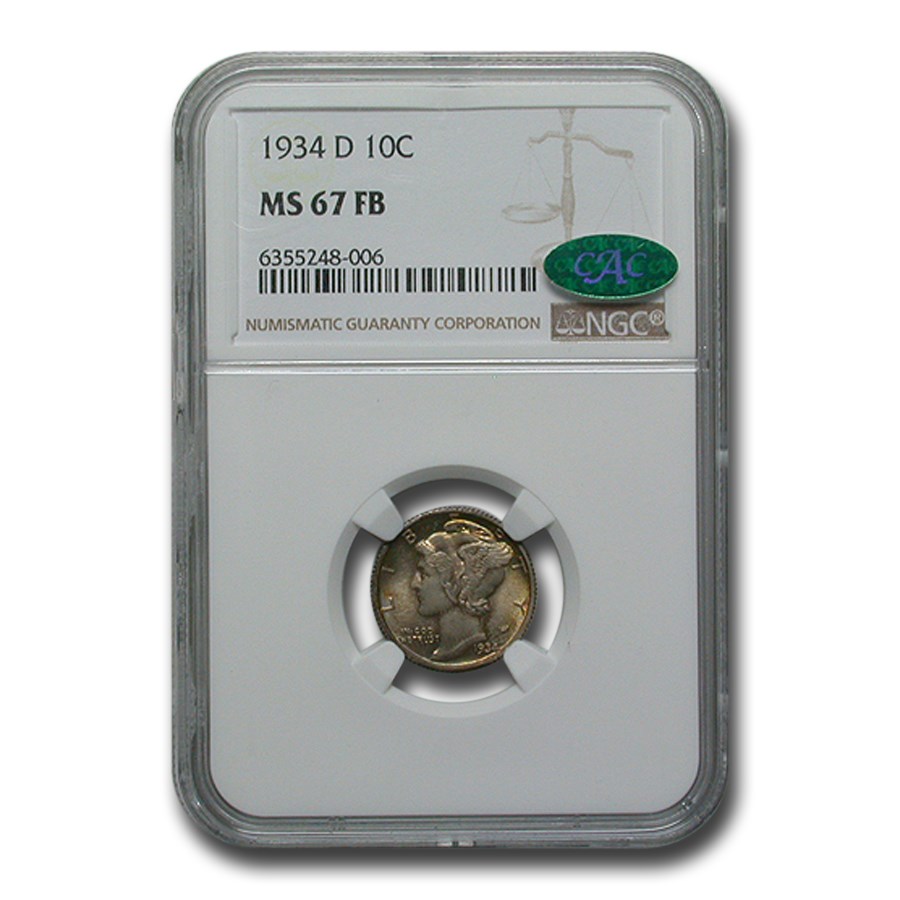 1934-D Mercury Dime MS-67 NGC CAC (FB)