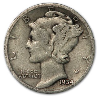 1934-D Mercury Dime XF 1934-D Mercury Dime XF