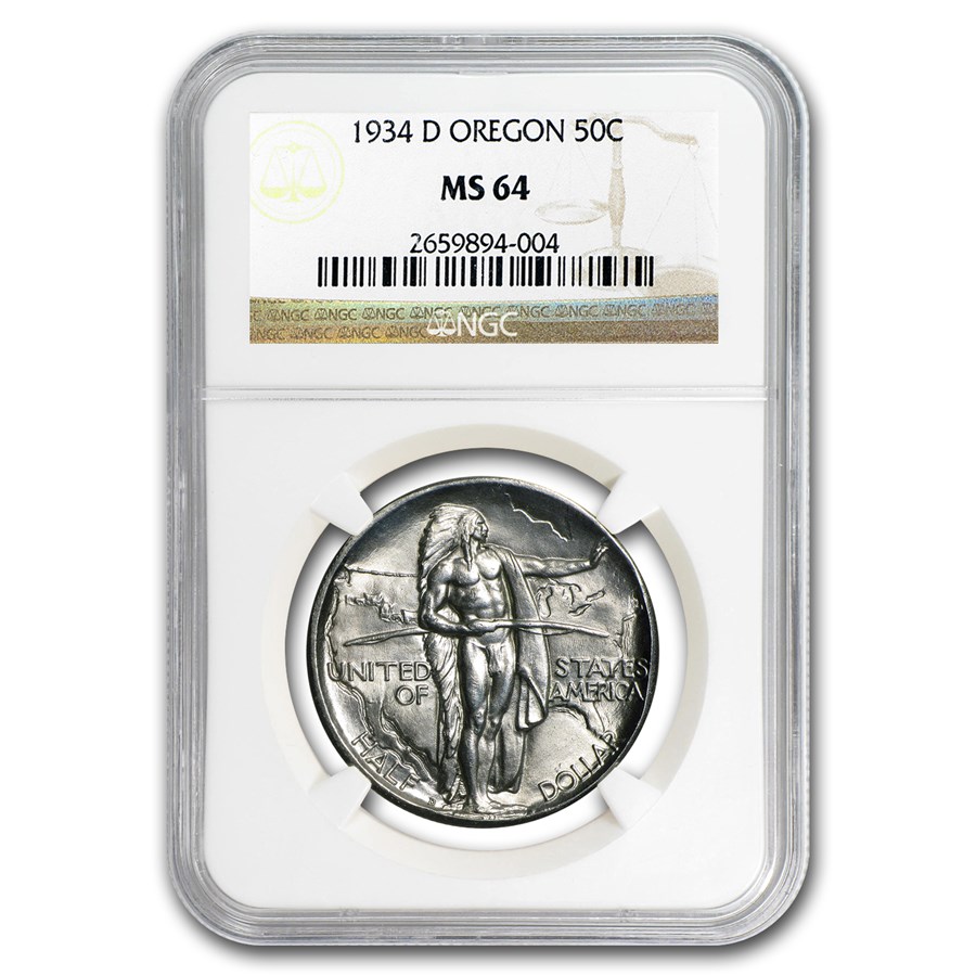 1934-D Oregon Trail Commemorative Half Dollar MS-64 NGC