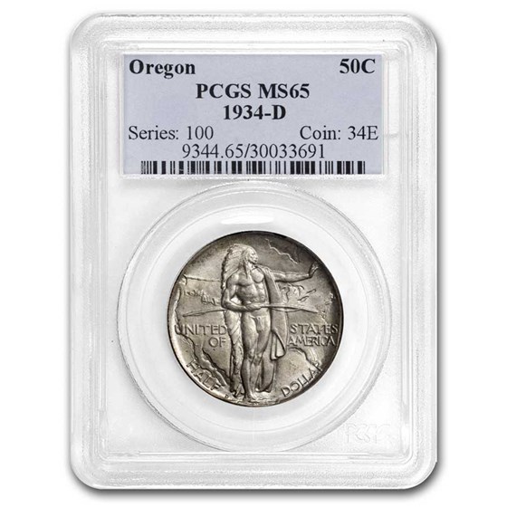 1934-D Oregon Trail Commemorative Half Dollar MS-65 PCGS 1934-D Oregon Trail Commemorative Half Dollar MS-65 PCGS