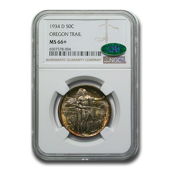 1934-D Oregon Trail Commemorative Half Dollar MS-66+ NGC CAC 1934-D Oregon Trail Commemorative Half Dollar MS-66+ NGC CAC