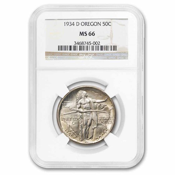 1934-D Oregon Trail Commemorative Half Dollar MS-66 NGC