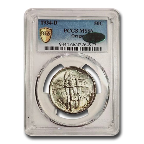 1934-D Oregon Trail Commemorative Half Dollar MS-66 PCGS CAC 1934-D Oregon Trail Commemorative Half Dollar MS-66 PCGS CAC