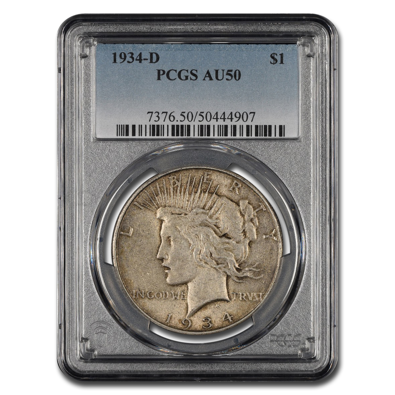 1934-D Peace Dollar AU-50 PCGS