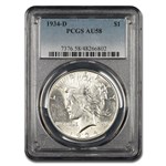 1934-D Peace Dollar AU-58 PCGS