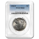 1934-D Peace Dollar MS-62 PCGS
