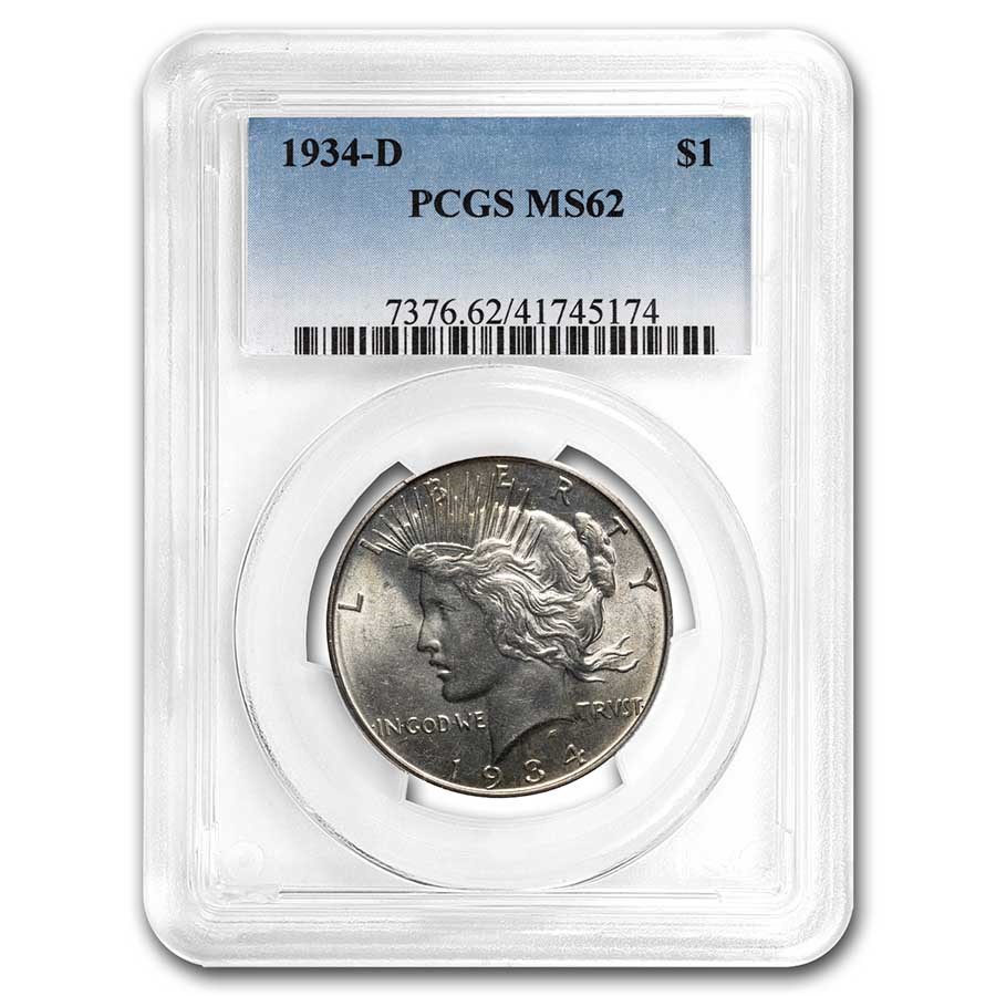 1934-D Peace Dollar MS-62 PCGS