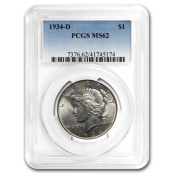 1934-D Peace Dollar MS-62 PCGS 1934-D Peace Dollar MS-62 PCGS