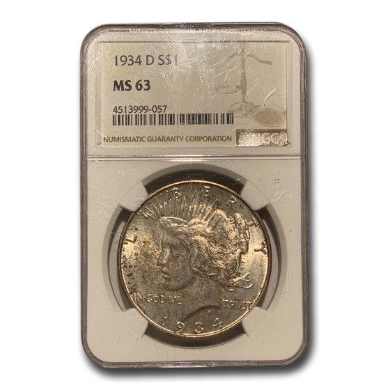1934-D Peace Dollar MS-63 NGC 1934-D Peace Dollar MS-63 NGC