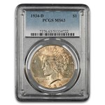 1934-D Peace Dollar MS-63 PCGS (Toned)
