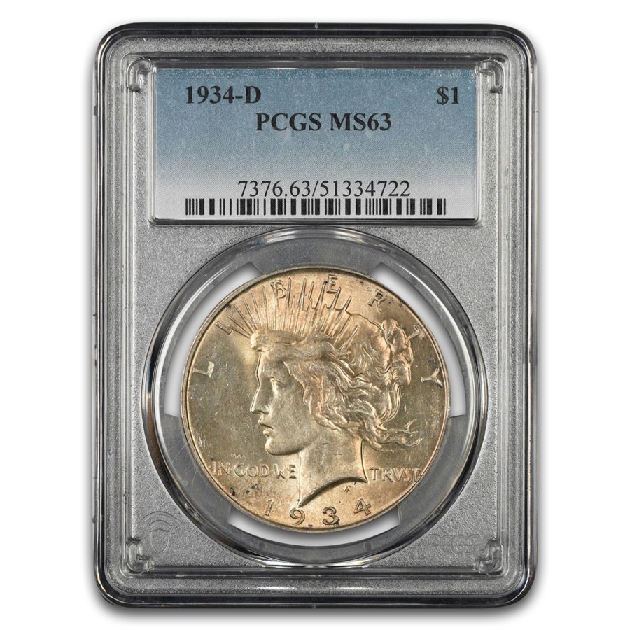 1934-D Peace Dollar MS-63 PCGS (Toned)
