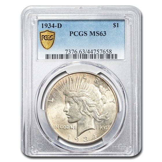 1934-D Peace Dollar MS-63 PCGS 1934-D Peace Dollar MS-63 PCGS