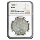 1934-D Peace Dollar MS-64 NGC