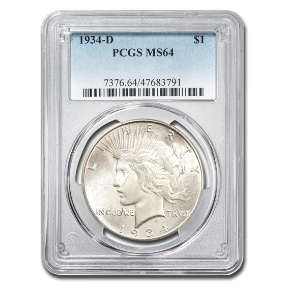 1934-D Peace Dollar MS-64 PCGS 1934-D Peace Dollar MS-64 PCGS