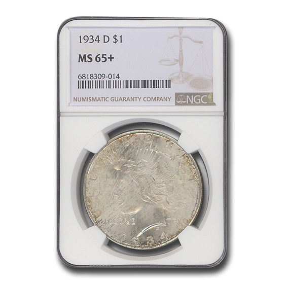 1934-D Peace Dollar MS-65+ NGC