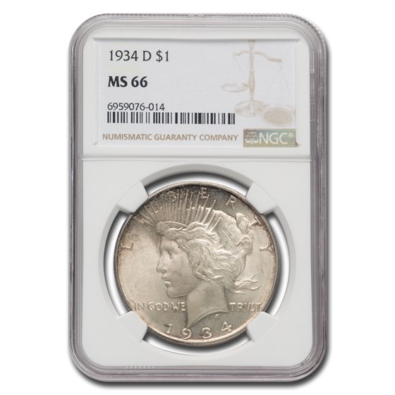 1934-D Peace Dollar MS-66 NGC 1934-D Peace Dollar MS-66 NGC