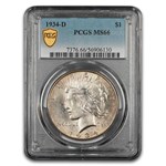 1934-D Peace Dollar MS-66 PCGS