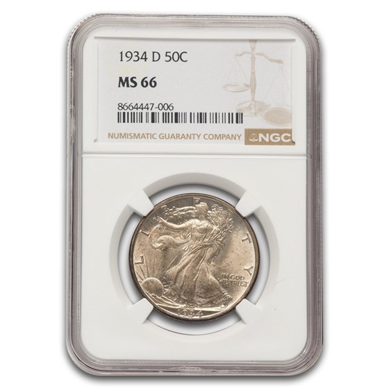 1934-D Walking Liberty Half Dollar MS-66 NGC
