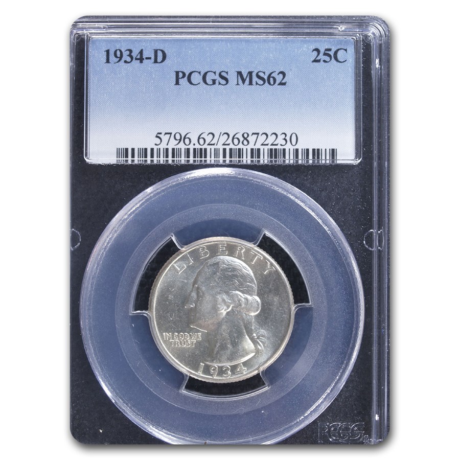 1934-D Washington Quarter MS-62 PCGS
