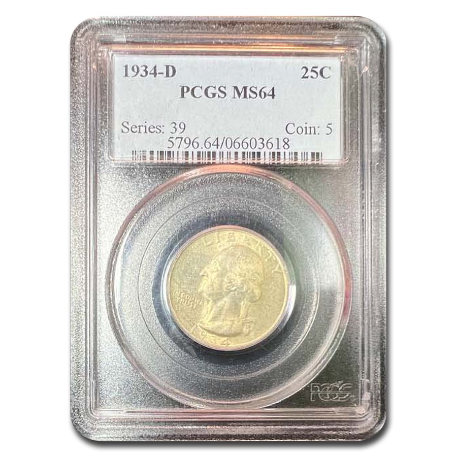 1934-D Washington Quarter MS-64 PCGS