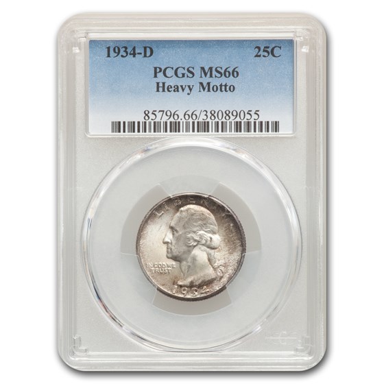 1934-D Washington Quarter MS-66 PCGS (Heavy Motto) 1934-D Washington Quarter MS-66 PCGS (Heavy Motto)