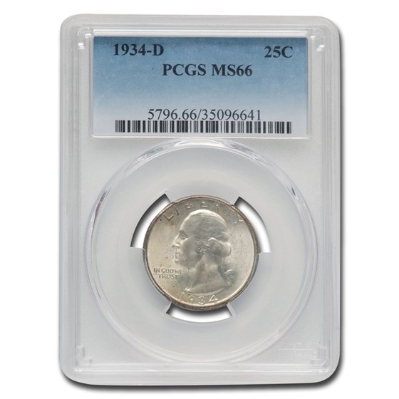 1934-D Washington Quarter MS-66 PCGS 1934-D Washington Quarter MS-66 PCGS
