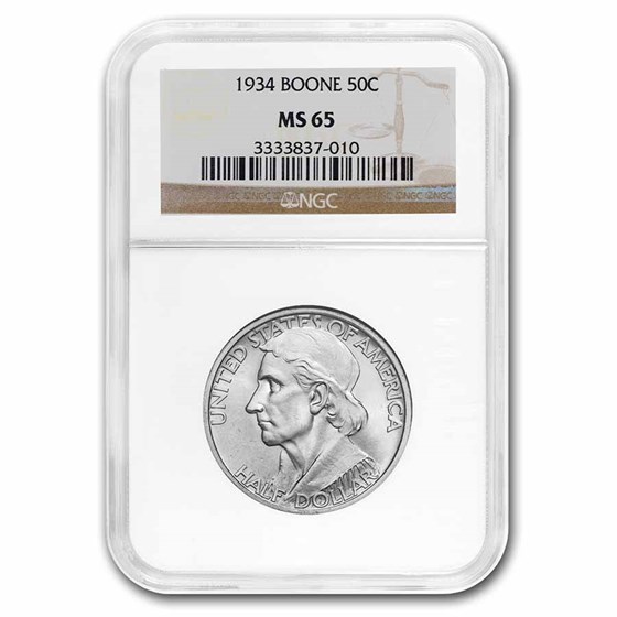 1934 Daniel Boone Bicentennial Half Dollar MS-65 NGC 1934 Daniel Boone Bicentennial Half Dollar MS-65 NGC