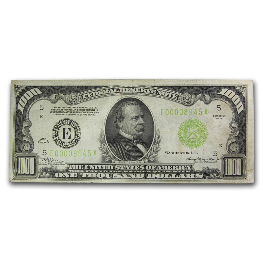 1934 (E-Richmond) $1,000 FRN VF (Fr#2211-E)