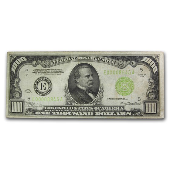 1934 (E-Richmond) $1,000 FRN VF (Fr#2211-E) 1934 (E-Richmond) $1,000 FRN VF (Fr#2211-E)
