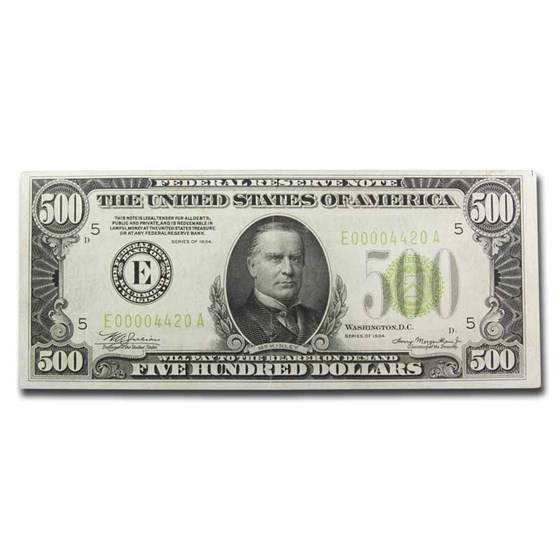 1934 (E-Richmond) $500 FRN XF (LGS) 1934 (E-Richmond) $500 FRN XF (LGS)