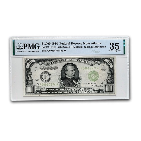 1934 (F-Atlanta) $1,000 FRN VF-35 PMG (LGS) 1934 (F-Atlanta) $1,000 FRN VF-35 PMG (LGS)