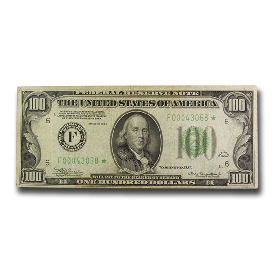 1934* (F-Atlanta) $100 FRN VF (Fr#2152-F*) Star Note 1934* (F-Atlanta) $100 FRN VF (Fr#2152-F*) Star Note