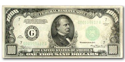 1934 (G-Chicago) $1,000 FRN Fine Details 1934 (G-Chicago) $1,000 FRN Fine Details