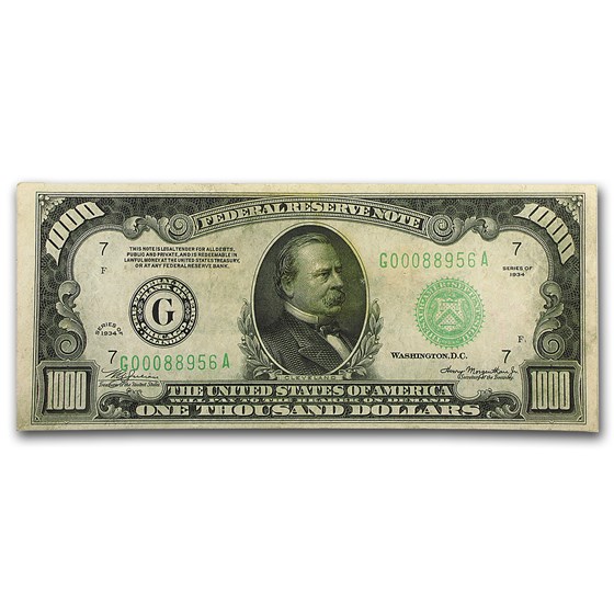 1934 (G-Chicago) $1,000 FRN VF+ (Light Green Seal) 1934 (G-Chicago) $1,000 FRN VF+ (Light Green Seal)