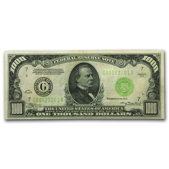 1934 (G-Chicago) $1,000 FRN XF (Fr#2211-G) 1934 (G-Chicago) $1,000 FRN XF (Fr#2211-G)