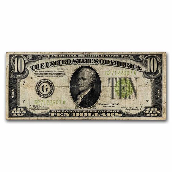 1934 (G-Chicago) $10 FRN Fine (Fr#2004-G) Light Green Seal 1934 (G-Chicago) $10 FRN Fine (Fr#2004-G) Light Green Seal