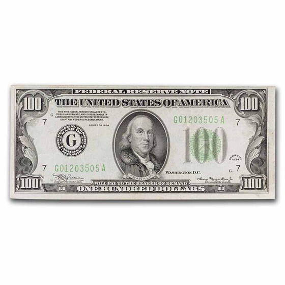 1934 (G-Chicago) $100 FRN VF (Fr#2152-G) 1934 (G-Chicago) $100 FRN VF (Fr#2152-G)