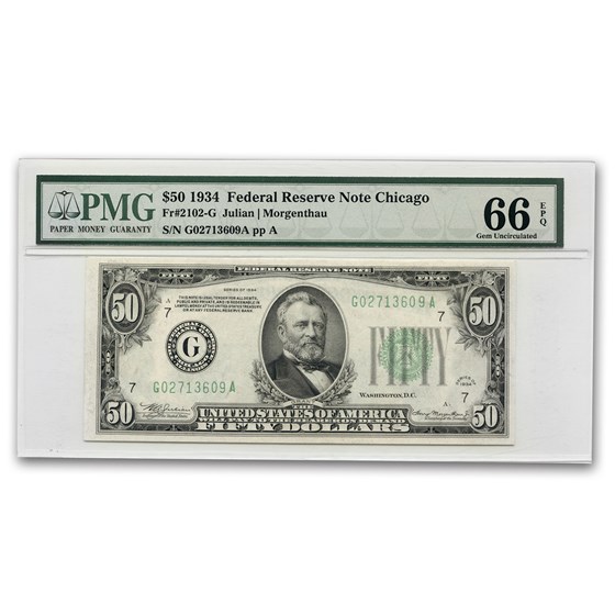 1934 (G-Chicago) $50 FRN CU-66 EPQ PMG 1934 (G-Chicago) $50 FRN CU-66 EPQ PMG