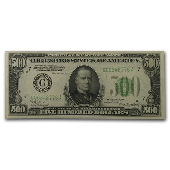 1934 (G-Chicago) $500 FRN AU (Fr#2201-G) 1934 (G-Chicago) $500 FRN AU (Fr#2201-G)