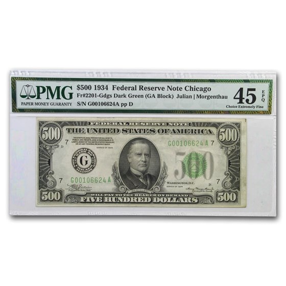 1934 (G-Chicago) $500 FRN Ch XF-45 EPQ PMG 1934 (G-Chicago) $500 FRN Ch XF-45 EPQ PMG