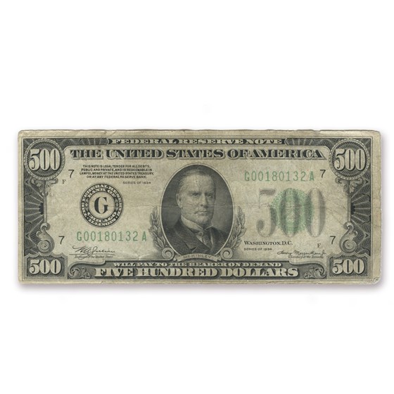1934 (G-Chicago) $500 FRN Fine (Fr#2201-G) 1934 (G-Chicago) $500 FRN Fine (Fr#2201-G)
