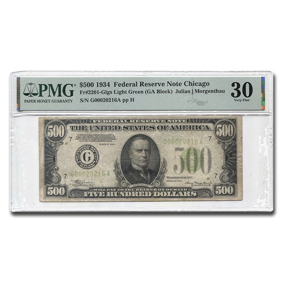 1934 (G-Chicago) $500 FRN VF-30 EPQ PMG (Fr#2201-Glgs) LGS